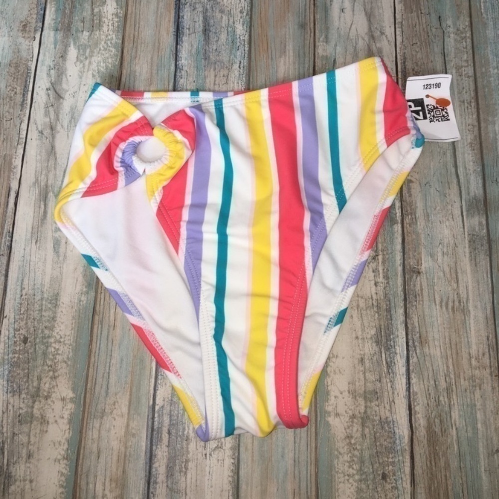Xhilaration High Waisted Striped Bikini Bottoms - Picture 2 of 5